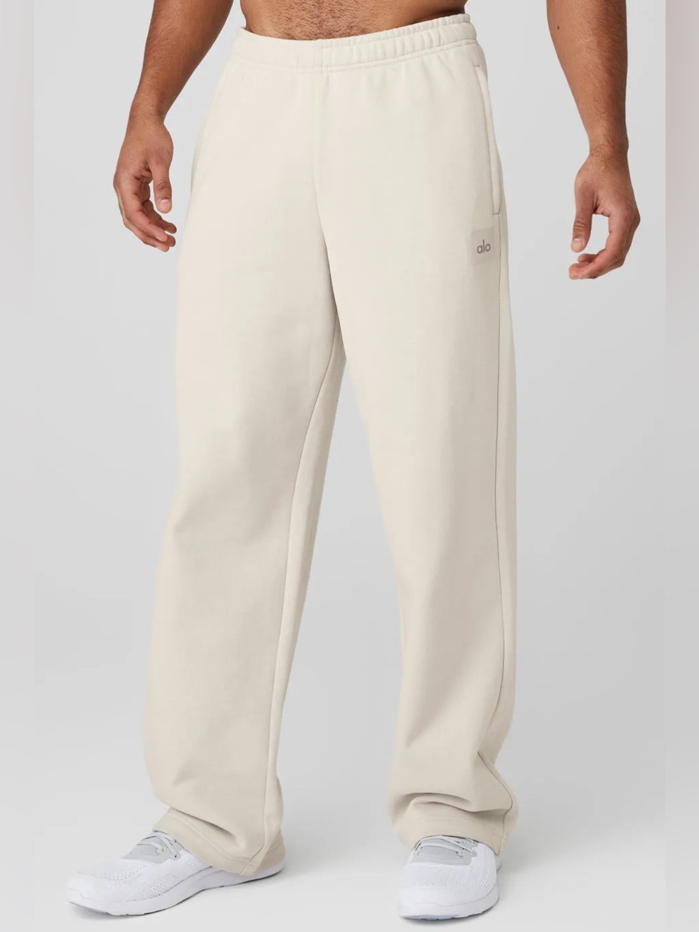 Alo Yoga Renown Heavy Weight Straight Leg Sweatpant in Bone